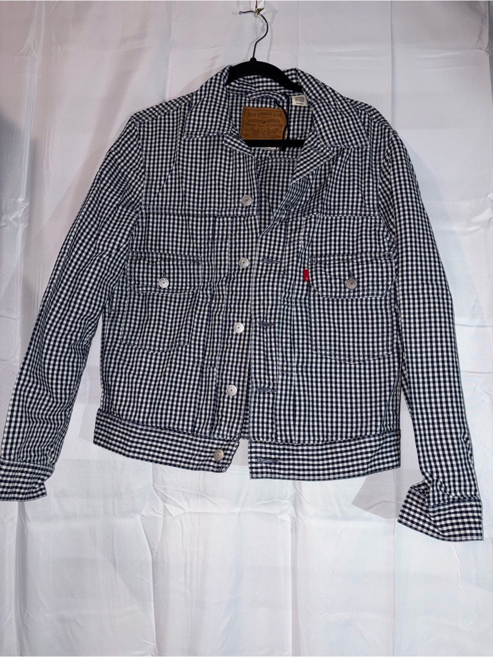 Levi's Navy and White Gingham Shirt Jacket